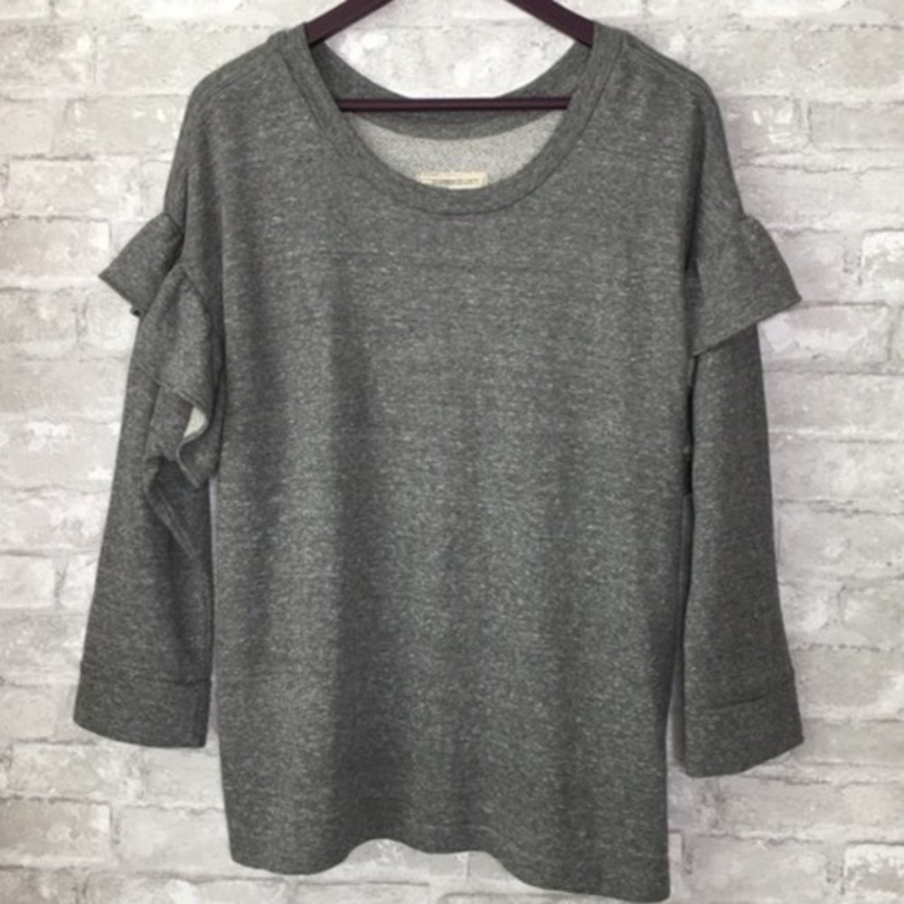 Current Elliott- Women's size 2 Ruffle Heather Gray Sweatshirt KA3-30